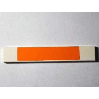 white tile 1 x 6 with orange stripe pattern sticker - set 10129