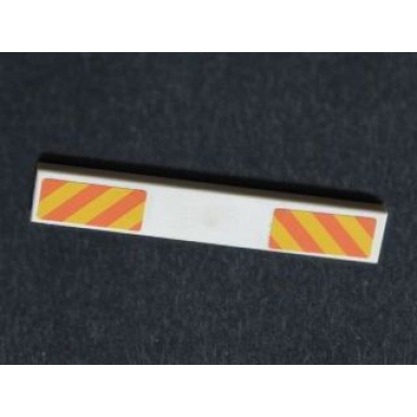 white tile 1 x 6 with orange and yellow danger stripes pattern stickers - set 7747