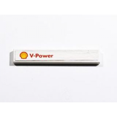 white tile 1 x 6 with shell logo and v-power pattern on left sticker - set 8674