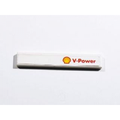 white tile 1 x 6 with shell logo and v-power pattern on right sticker - set 8674