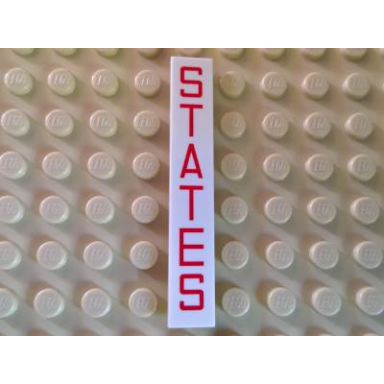 white tile 1 x 6 with red states pattern