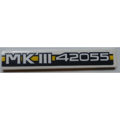 white tile 1 x 6 with mkiii 42055 on dark blue and yellow stripe pattern sticker - set 42055