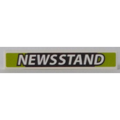 white tile 1 x 6 with newsstand on black and lime background pattern sticker - set 60154