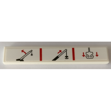 white tile 1 x 6 with technic crane functions 2 pattern sticker - set 42082