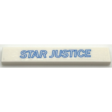 white tile 1 x 6 with star justice pattern sticker - set 10191