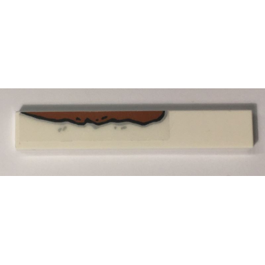 white tile 1 x 6 with rust long pattern model left side sticker - set 10274
