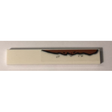 white tile 1 x 6 with rust long pattern model right side sticker - set 10274