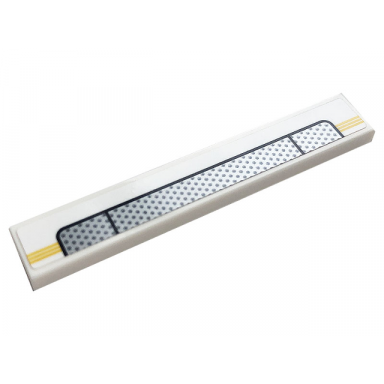 white tile 1 x 6 with yellow stripes and grille pattern sticker - set 76897