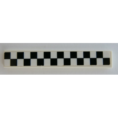 white tile 1 x 6 with black checkered pattern sticker - set 75879
