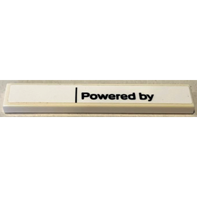 white tile 1 x 6 with black powered by and line pattern sticker - set 75881