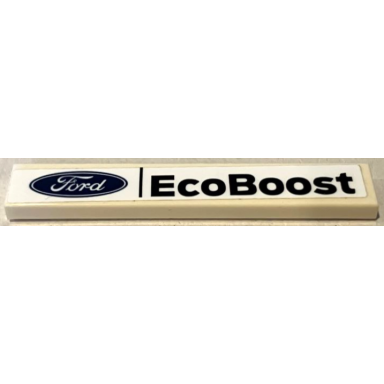 white tile 1 x 6 with ford logo black ecoboost and line pattern sticker - set 75881