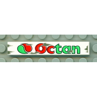 white tile 1 x 6 with octan logo pattern