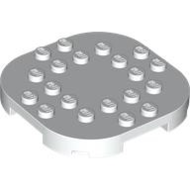 white plate modified 6 x 6 with rounded corners and 4 feet