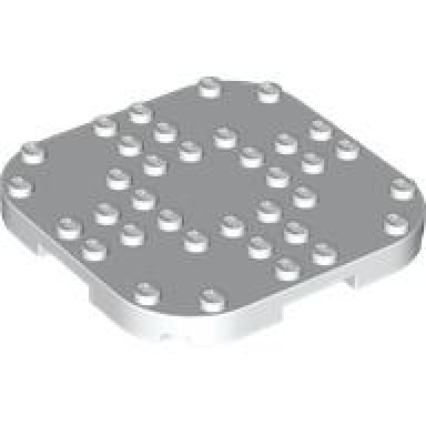 white plate modified 8 x 8 with rounded corners and 4 feet