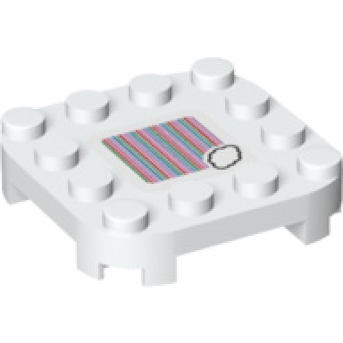 plate modified 4 x 4 with rounded corners and 4 feet with super mario scanner code cloud pattern sticker - set 71360