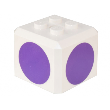 white brick modified cube 4 studs on top with dark purple circle pattern on all sides super mario purple toad cap
