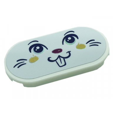 white tile round 2 x 4 oval with rabbit face pattern sticker - set 41685