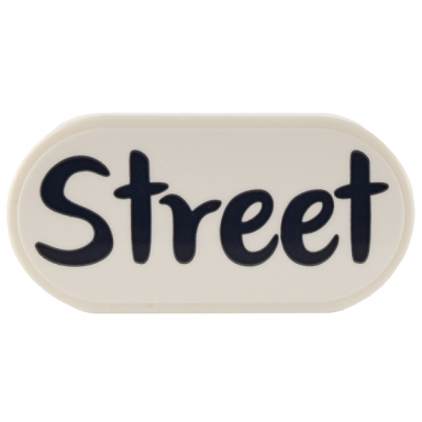 white tile round 2 x 4 oval with dark blue street pattern sticker - set 41732