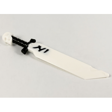 white minifigure weapon sword with skull pommel with molded black hilt pattern ninjago ivory blade of deliverance