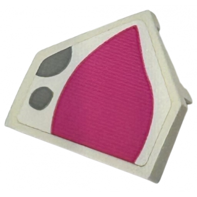 white wedge 2 x 2 x 2 3 pointed with dark pink shape and light bluish gray spots pattern pua left ear sticker - set 43226