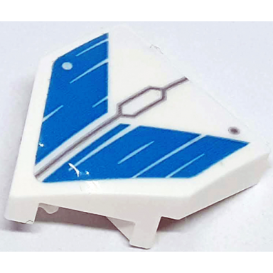 white wedge 2 x 2 x 2 3 pointed with dark bluish gray lines hexagon and rivets and medium azure chevron stripes pattern sticker - set 71770