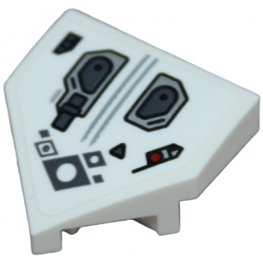 white wedge 2 x 2 x 2 3 pointed with lines armor plates circles diamonds and red dot pattern sticker - set 30443