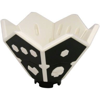 white ninjago die spinner with hexagonal dots hearts and skulls with molded black sides and bottom pattern