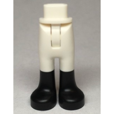 white mini doll hips and trousers with back pockets with molded black lower legs boots pattern - thin hinge