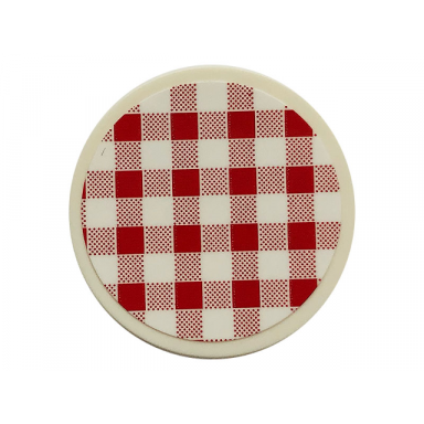 white tile round 3 x 3 with red and white checkered pattern sticker - set 21324