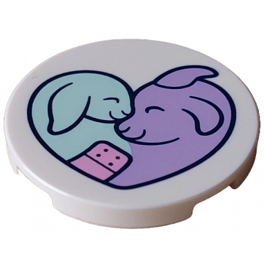 white tile round 3 x 3 with medium lavender goat light aqua baby and bright pink bandage in shape of heart pattern