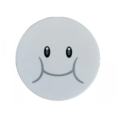 white tile round 3 x 3 with black eyes dark bluish gray smile and cheeks pattern super mario lakitu cloud face