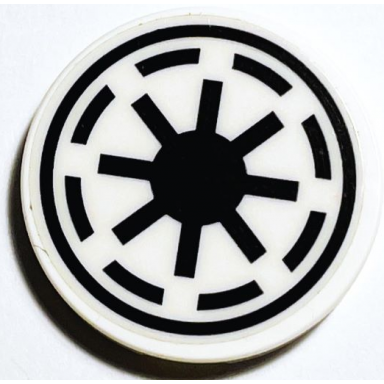 white tile round 3 x 3 with sw galactic republic logo pattern sticker - set 75309