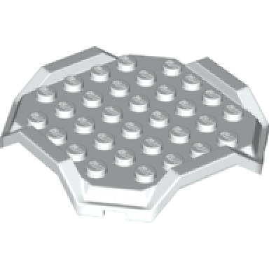 white plate modified 8 x 8 with cut corners raised sides and 4 feet