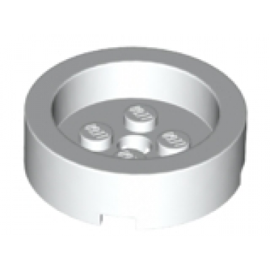 white brick round 4 x 4 with recessed center and hole