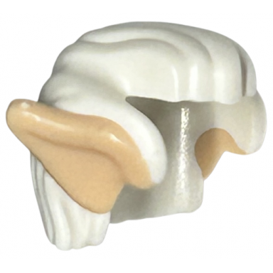 white minifigure hair short swept back with molded light nougat elf goblin orc ears pattern