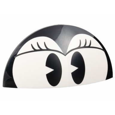 white brick round 5 x 10 x 1 2 3 dome half with black eyes and eyelashes pattern minnie mouse