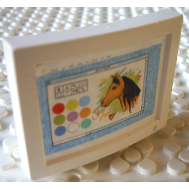white scala tv computer monitor with horse and paint program pattern sticker - set 3142