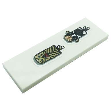 white tile 2 x 6 with cat and cow oven mitts on hooks pattern stickers - set 21328