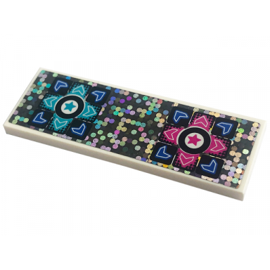 white tile 2 x 6 with blue dark pink and medium azure directional arrows and stars on holographic background pattern sticker - set 41708