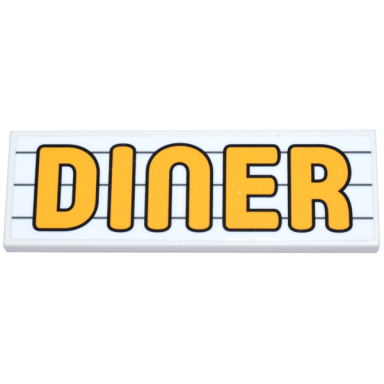 white tile 2 x 6 with bright light orange diner over 3 dark bluish gray lines pattern sticker - set 910011