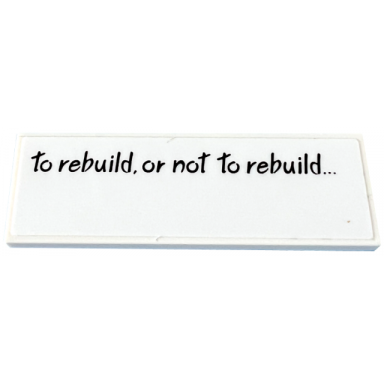 white tile 2 x 6 with black to rebuild or not to rebuild.. pattern sticker - set 31169