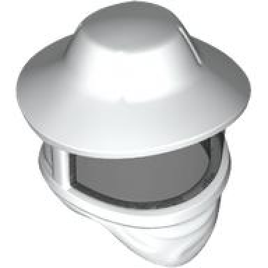 white minifigure headgear hat beekeeper with molded trans-black visor pattern