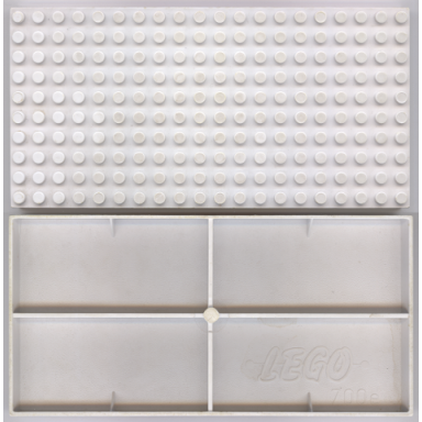 white brick 10 x 20 without bottom tubes with cross support and 4 side supports early baseplate