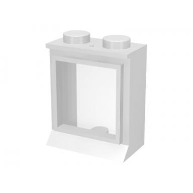 white window 1 x 2 x 2 with extended lip and solid studs with fixed glass