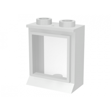 white window 1 x 2 x 2 with extended lip with glass hole in top