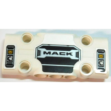 white technic panel plate 3 x 7 x 1 with headlights and grille with mack pattern stickers - set 42167