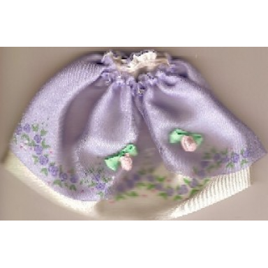 white belville clothes skirt long rose pattern border and sheer purple layer with 2 pink rosettes
