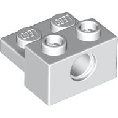 white technic brick modified 1 x 2 with hole and 1 x 2 plate