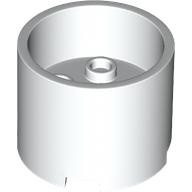 white brick round 3 x 3 x 2 with recessed center and axle hole