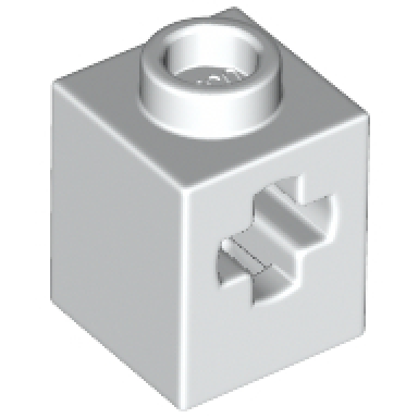 white technic brick 1 x 1 with axle hole